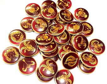 Zodiac, 1", 1.25", Button, Horoscope, Zodiac Party Favor, Sign, Astrology, Horoscope Theme, Zodiac Theme, Flatback, Pinback, Badge, ZP007