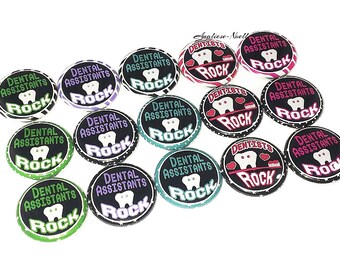Dental Assistant, 1", 1.25", Button, Dentist, Dental, Dental Decor, Dental Theme, Tooth, Flatback, Oral Care, Pinback, Badge, Pin, DT005