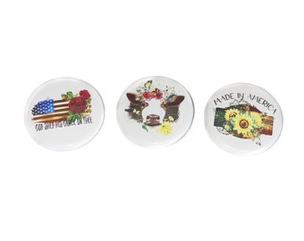Patriotic Magnet, 1.25", 1.5", 2.25", Button Magnet, Religious, Cow, Patriotism, Memorial Day, Independence Day, USA, US, America, PC014