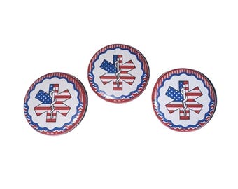 First Responder, Medical, 1", 1.25", 1.5", 2.25", Button, Medical Theme, Emergency Service, Emergency Worker, EMS, Flatback, Pinback, LE008