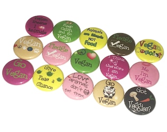 Vegan, 1", 1.25", Button, Vegan Gift, Vegan Party Favor, Vegan Theme, Vegan Decor, Birthday, Veganism, Flatback, Pinback, Pin, Badge, FD031