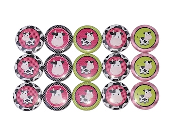 Cow Magnet, 1", 1.25", 1.5", 2.25", Button Magnet, Pink Cow Magnet, Cow Party Favor, Green Cow, Pink Cow, Cow Theme, Cow Decor, Cow, A007