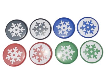 Snowflake, 1", 1.25", Button, Snowflake Theme, Snowflake Decor, Winter Theme, Winter Decor, Craft Supply, Flatback, Pinback, WT001