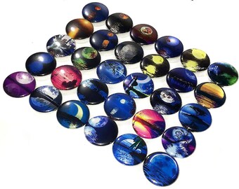 Moonlight Magnet, 1", 1.25", 1.5", 2.25", Button Magnet, Reflections, Moon, Water Reflection, Night Theme, Moonlight Decor, Nighttime, TS007