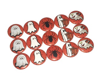 Ghost, Orange, Halloween, 1", 1.25", Button, Halloween Theme, Halloween Decor, Spider, Halloween Decor, Gift, Flatback, Pinback, Pin, H008