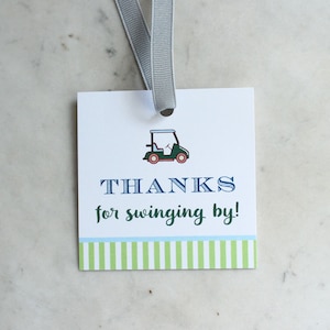 birthday party / masters party / golf baby shower favor tag - golf cart (navy, light blue and green)