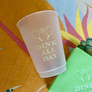 DINK ALL DAY pickleball 16 oz. frost flex cups in light green, set of 6 wrapped