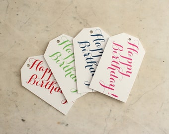 happy birthday gift tags - multi-colored (blank), set of 20