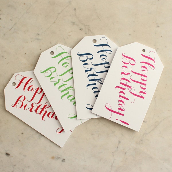 happy birthday gift tags - multi-colored (blank), set of 20