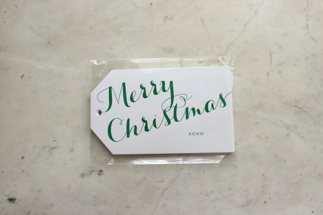Merry Christmas Hanging Tags / Gift Tags / Wine Tags Green Etsy