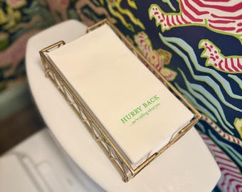 hurry back...we're talking about you - cheeky luxe guest towel / napkin in Kelly green, set of 20