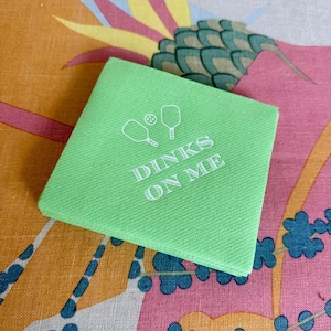 DINKS ON ME pickleball luxe cocktail napkin, set of 20