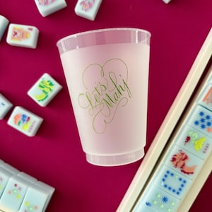 LET&#39;S MAHJ mahjong 16 oz. frost flex cups in green, set of 6
