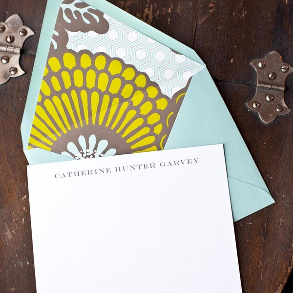 SALE NOTECARDS - pool and grey with floral liner