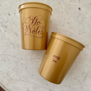 FSU / Florida State gold & maroon &quot;Go Noles&quot; calligraphy stadium cups, set of 10