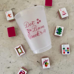 DOT BAM CRACK mahjong 16 oz. frost flex cups in hot pink, set of 6
