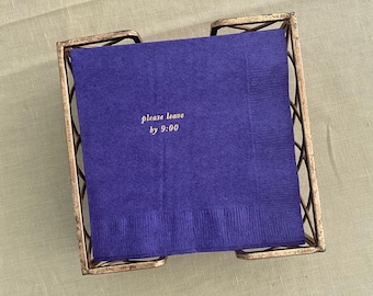please leave by 9:00 - cheeky napkins in violet, set of 20