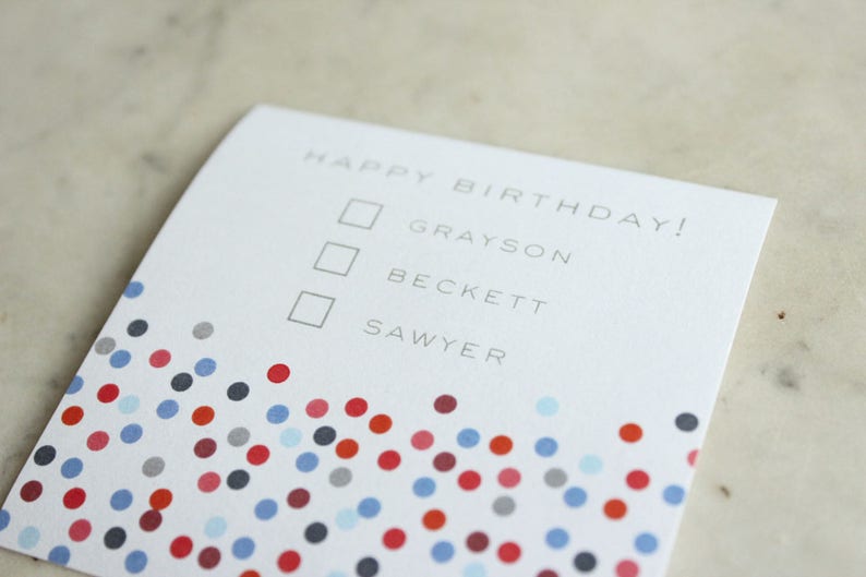 personalized family checkbox gift stickers adhesive gift tags children/'s gift enclosure confetti boy colors, reds and blues