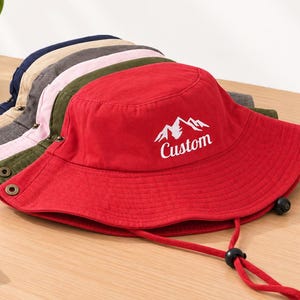 Custom Embroidered Hiking Hat, Personalized text logo Bucket hat, Outdoor Fishing hat, Custom Sun hat，Camping hat Summer hat Travel hat