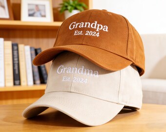 Custom Text Logo Structural Baseball Hat, Personalized Grandfather and Grandmother Cap, Embroidery Your Name or Logo, Gift For Bride Dad Mom