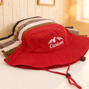 Custom Embroidered Hiking Hat, Personalized text logo Bucket hat, Outdoor Fishing hat, Custom Sun hat，Camping hat Summer hat Travel hat