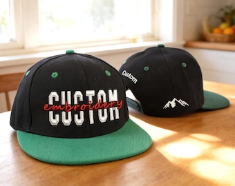 Personalized Flat Bill Hat, Custom Embroidered Dad Hats, Custom Text Hat, Embroidered Logo Snapback Hats, Bachelor Trip Hat, Christmas Gift