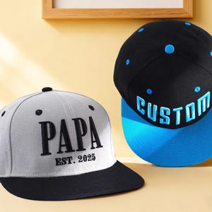 Gorras de visera plana personalizadas, gorras snapback con texto bordado en 3D, gorras de papá, regalo para él/ella, regalo para despedida de soltera, gorras personalizadas