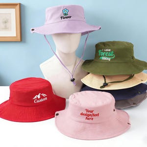 Custom Embroidered Bucket hat，Hiking Hat, Personalized text logo hat, Outdoor Fishing hat, Custom Sun hat，Camping hat Summer hat Travel hat