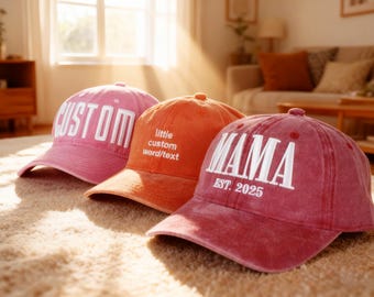 Embroidered Baseball Hat With Custom Text Logo, Personalized Washed Dad Hat Custom Bachelor Party Gift Unisex Hat Gift for Dad Mom Him Her