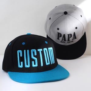 Embroidered Logo 3D Text Snapback Hats, Personalized Flat Bill Hat, Snapback Hat, Custom Hats for Men, Bachelorette Party Gift, Custom Hats