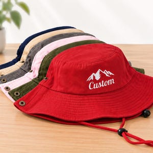 Bestickter Wanderhut, personalisierter Text-Logo-Eimerhut, Outdoor-Angelhut, benutzerdefinierter Sonnenhut, Campinghut Sommerhut Reisehut