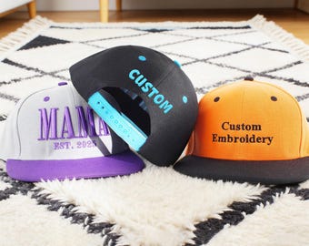 Embroidered Custom Snapback Hat, 3D Text, Personalized Gift