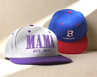 Gorras Snapback con logotipo de texto personalizado, gorras bordadas, gorras de visera plana personalizadas, texto/logotipo/nombre personalizado, regalos para madres, regalo para él y ella