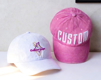 Personalized Text/Logo Embroidered Baseball Hat, Custom Washed MOM Cap, Retro Baseball Hat, Gift For Dad Mom, Bachelorette, Fathers Day Gift