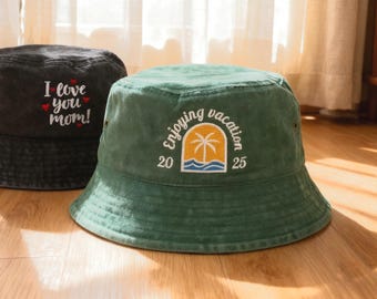 Gestickter benutzerdefinierter Fischerhut, personalisierter Baumwollweinlese-Stil