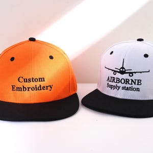 Custom Snapback Hats With Logo Text, Embroidered Snapback Caps, Personalized Flat Bill Hats, Personalized Cap, Gift For Bachelorette Party