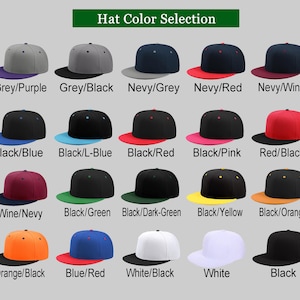May include: A selection of 18 baseball caps in various color combinations. The caps are arranged in rows of three, with each row featuring a different color scheme. The caps are all made of a solid color fabric and have a flat brim.