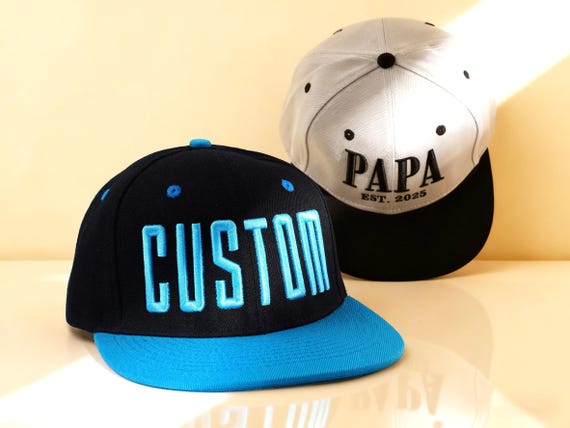 Embroidered Logo 3D Text Snapback Hats, Personalized Flat Bill Hat, Snapback Hat, Custom Hats for Men, Bachelorette Party Gift, Custom Hats