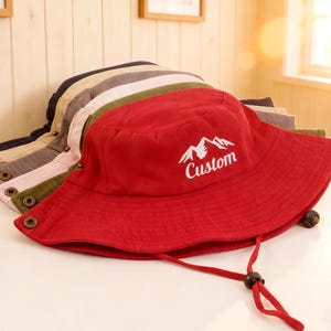 Custom Embroidered Hiking Hat, Personalized text logo Bucket hat, Outdoor Fishing hat, Custom Sun hat，Camping hat Summer hat Travel hat
