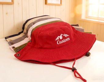 Chapeau de randonnée brodé personnalisé, chapeau de bob avec logo texte personnalisé, chapeau de pêche en plein air, chapeau de soleil personnalisé, chapeau de camping chapeau d'été chapeau de voyage