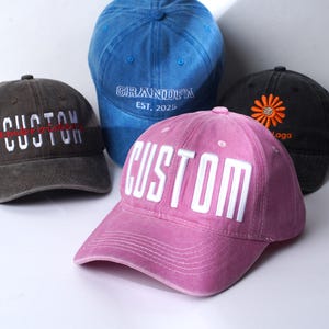 Embroidered Custom Baseball Hat With Text Logo, Personalized Washed Dad Hat Custom Bachelor Party Gift Unisex Hat Gift for Dad Mom Him Her