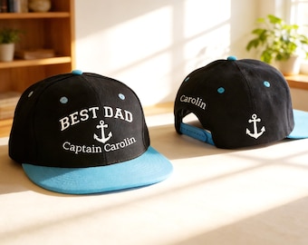 Personalizowana czapka dla taty, spersonalizowane czapki z płaskim daszkiem z haftem, spersonalizowana czapka z napisem, haftowane czapki z logo typu snapback, czapka na wieczór kawalerski, prezent świąteczny