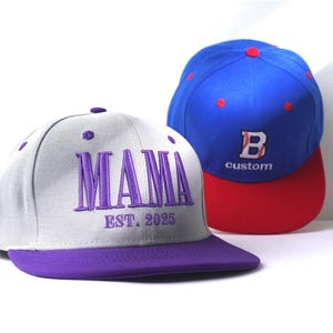 Benutzerdefinierte Text Logo Snapback Hüte, gestickte Kappen, personalisierte Flat Bill Hüte, benutzerdefinierter Text / Logo / Name, Muttergeschenke, Geschenk für ihn sie