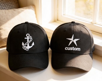 Embroidered Logo Baseball Hat, Personalized Text Structural hat, Custom name hat, Bachelor Party Gift, Unisex Hat Gift for Dad Mom Him