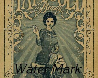 Tattoo artist Circus vintage style poster*Cardstock print* 8x10 inches.  This print is striking.