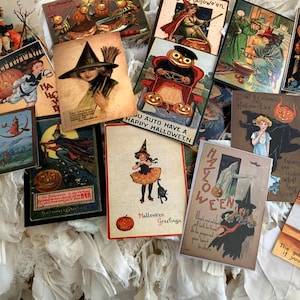 Cartões postais de Halloween série três cores * 16 imagens diferentes * Novos 2021 * 16 envelopes * Ótima seleção * Melhor cartolina