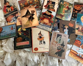 Vintage Halloween Postcards, Series Three: 16 Color Images