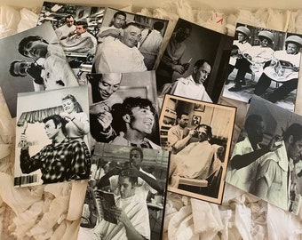 BARBERÍA*Postales con reverso de postal*Fotos antiguas reales de leyendas masculinas*Beatles*Clark Gable*Etc.*Manténgase en contacto**10 imágenes diferentes