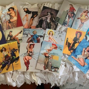 Pin-upgirls vintage stijl*Postkaarten in postkantoorstijl*16 verschillende afbeeldingen*Achterkant van postkaart*Adres en bericht