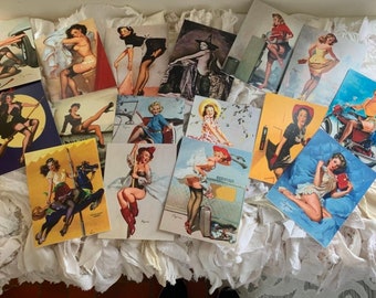 Chicas pin-up estilo vintage*Postales estilo oficina de correos*16 imágenes diferentes*Reverso de la postal*Dirección y mensaje